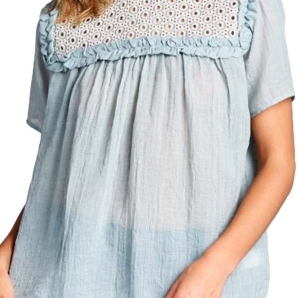 Renee C. Women’s Short Sleeve Teal Tunic Blouse Size Large NWOT - Picture 5 of 7